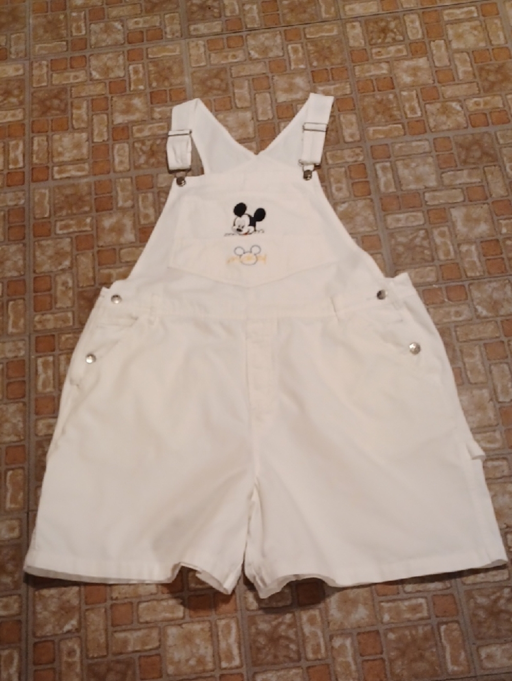 Disney White Mickey Mouse Overall Shorts Size 20W